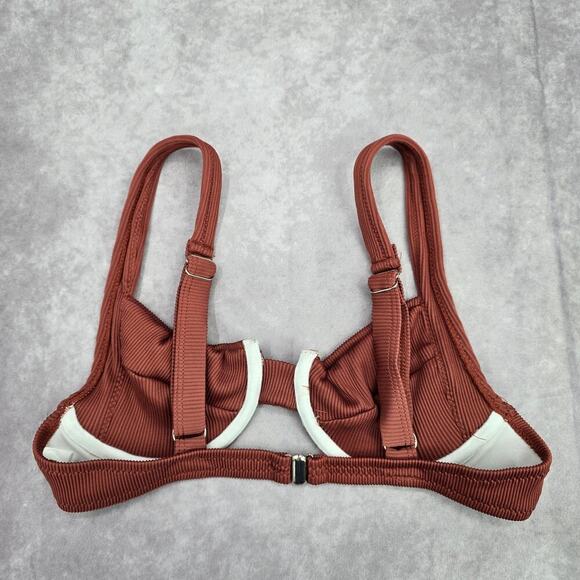 Brown Wired Adjustable Ribbed Bikini Top Swimwear Medium - Picture 4 of 8